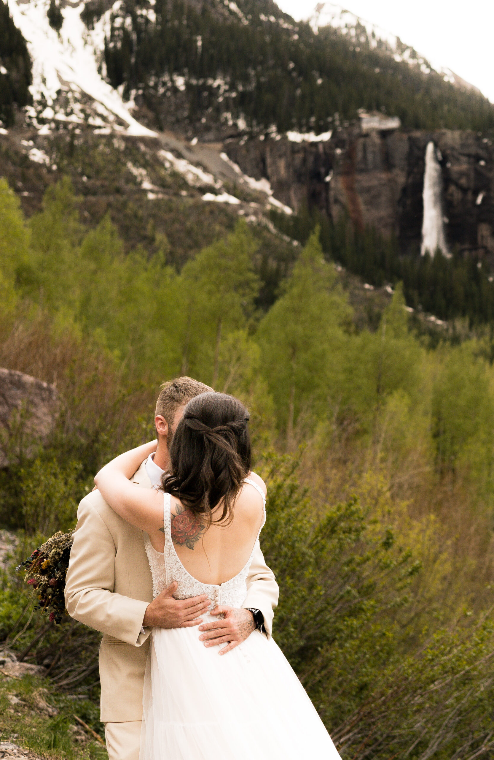 Waterfall elopement in Colorado
