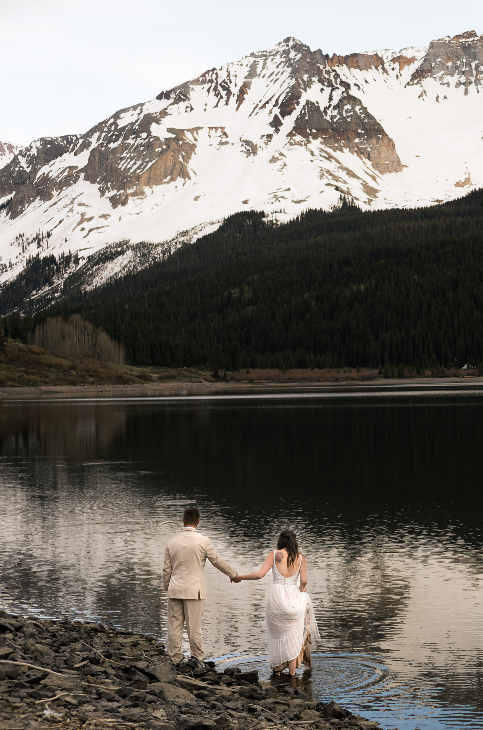 swimming in Colorado elopement photos
